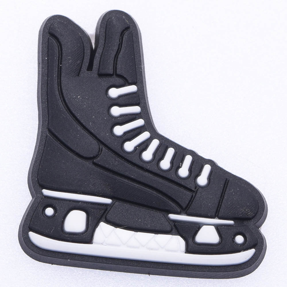 Al por mayor 10pcs PVC Diy Hole Zapatos Accesorios de la serie de hockey sobre hielo Flores